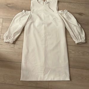 Tibi white dress off the shoulder sleeves